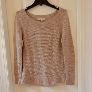 LOFT Women's Light Tan Crew Neck Sweater Medium
